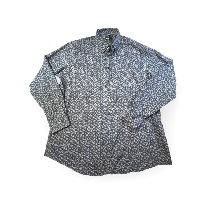Ben Sherman Slim Fit Mens Button Down Shirt XL All Over Print Stretch image 1