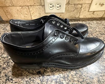 Zapatos Knapp para hombre, estilo mocasín Oxford Brogue K58, de cuero negro vintage, fabricados en EE. UU., talla 9 R