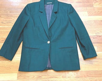 Blazer Savannah Vintage 100% lana, color verde bosque, fabricado en EE. UU., talla 12.