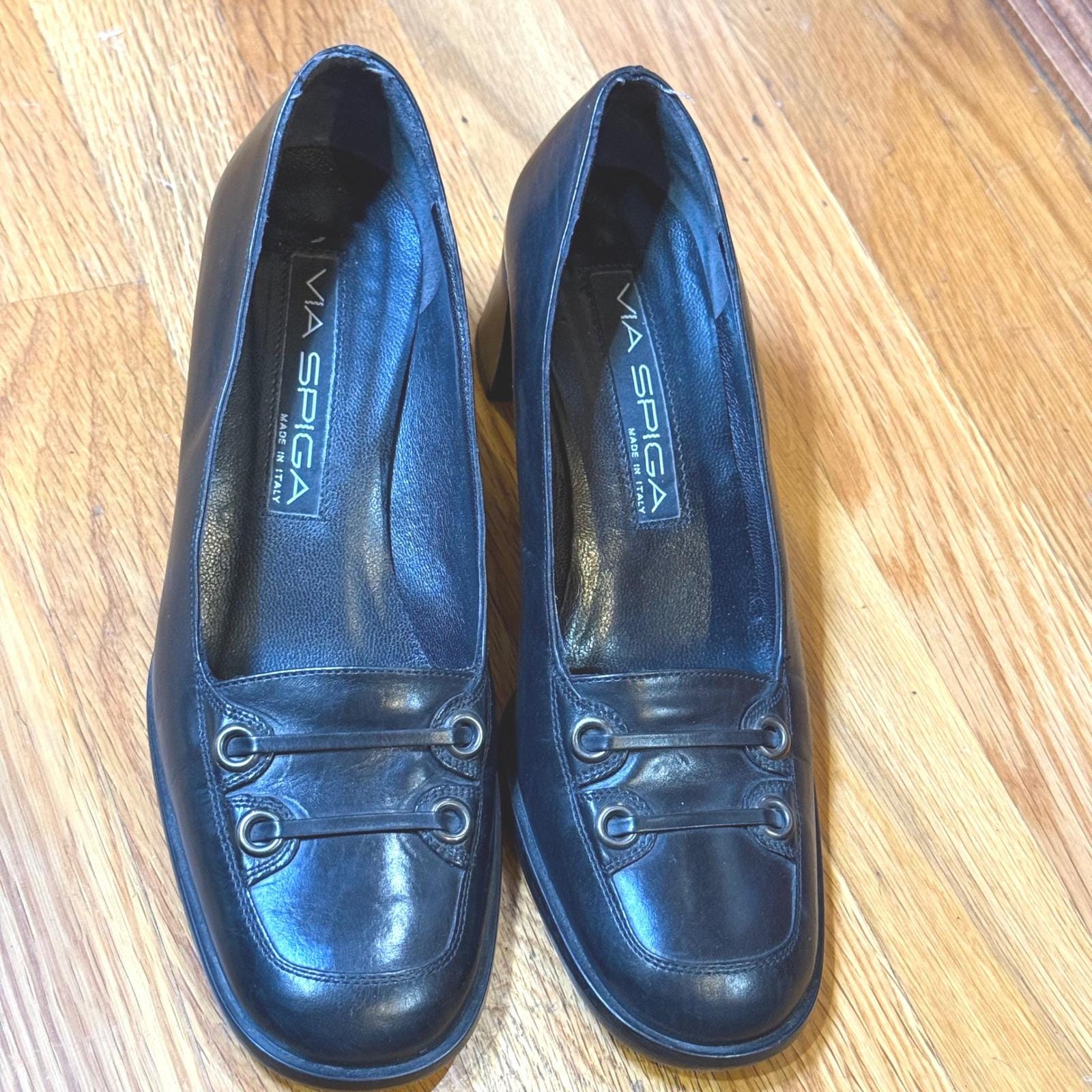 via spiga dress shoes Black Leather Block Heel Loafers Square Toe Made in Italy Size 6.5M Our Favourite 1950s Inspired ap21Code:APL52955 Whether you are missing Core Colors:Cinnamon Rose Ebay