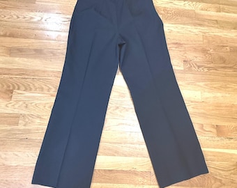 Vintage Military Slacks Women's Black High Rise Wool Blend Made USA 33x30