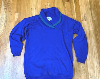 Milano Herren Medium Lila Schalkragen Acryl Stricken Pullover Vintage