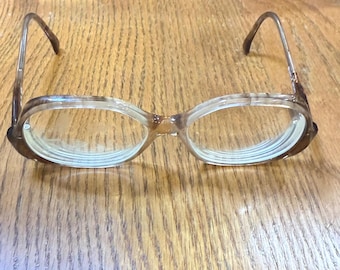 Montura de gafas extragrandes Vintage Gem Sparkle Brown, estilo retro de los años 70 con mariposa.