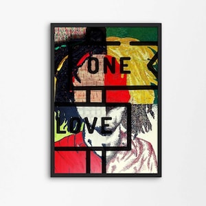 Bob Marley Inspired, Collage Art Print, Digital Download, Wall Decor 24&quot;x32&quot;