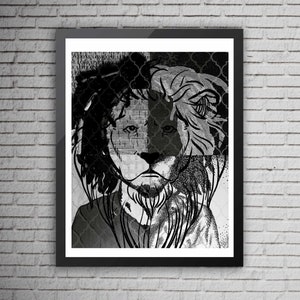 Inspirado em Bob Marley, impressão artística em colagem, download digital, decoração de parede