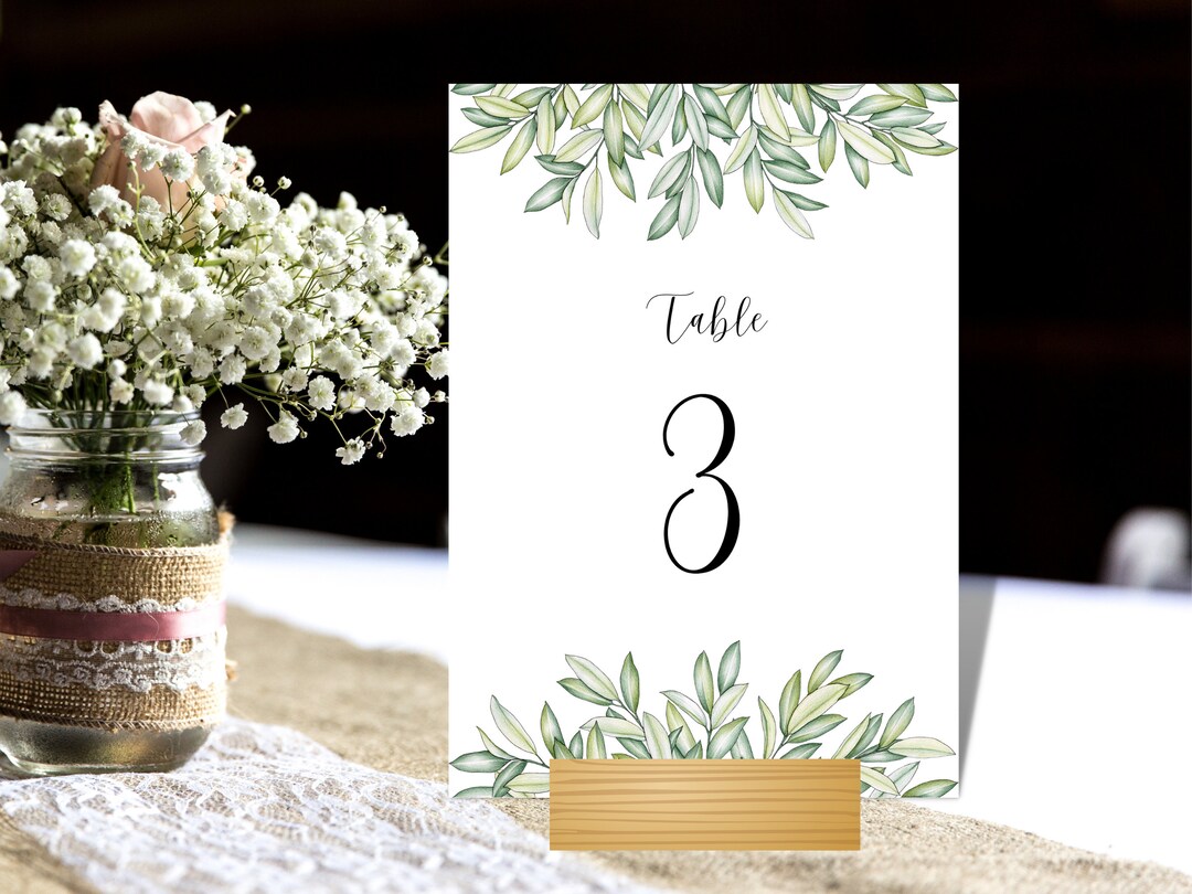 Rustic Leaves Wedding Table Numbers | Printable | 1-30 Set - Etsy