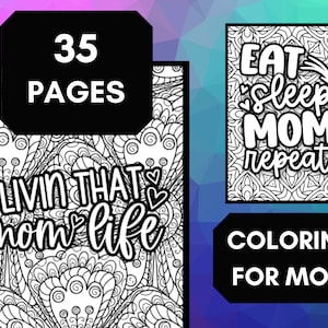 Printable Mom Coloring Pages | Adult Coloring Book | 35 Pages