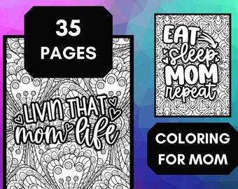 Páginas para colorear de mamá imprimibles / Libro para colorear para adultos / 35 páginas