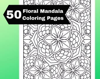 Afdrukbare bloemmotief kleurplaten | Kleurboek voor volwassenen | 50 pagina's