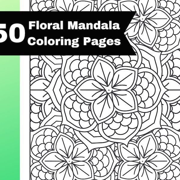 Coloriages à imprimer de motifs floraux | Livre de coloriage pour adultes | 50 pages