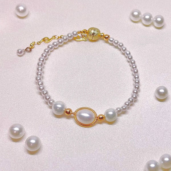 Handmade Freshwater Pearl Bracelet | Fancy Cute Design Pearl | Wedding | Anniversary Gift| Gift for Her| Bridesmaid Gift| Mother’s Day Gift