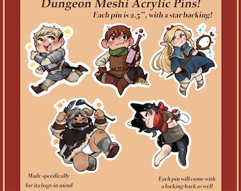 Dungeon Meshi Acrylic Pins Preorder