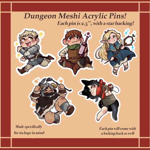 Dungeon Meshi Acrylic Pins Preorder