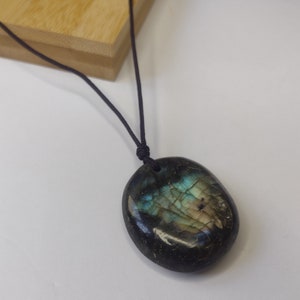 Labradorite Necklace Cord Crystal Necklace