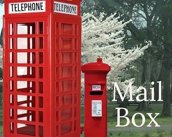 Retro  Set BRITISH / LONDON Style-Phone Booth and flat mail box for birthdays, events party prop ..
