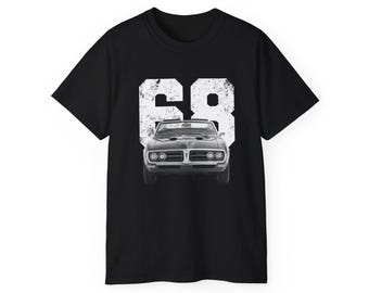 Camiseta Pontiac Firebird Convertible de 1968, ropa clásica de muscle cars.