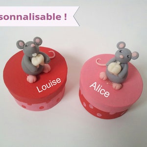 Baby tooth box with mouse and tooth in cold porcelain to personalize