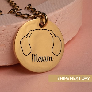 Dachshund Dog Ears Necklace, Custom Engraved Dog Breeds Necklace, Dog Jewelry, Dog Mom Necklace, Custom Dog Necklace, Pet Name Jewelry