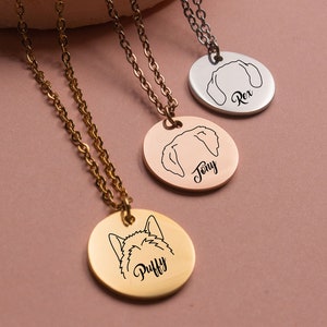 Personalized Dog Ears Necklace, Cute Custom Engraved Dog Lover Breeds Necklace, Dog Mom Necklace, Custom Dog Owner Pendant, Pet Name Jewelry