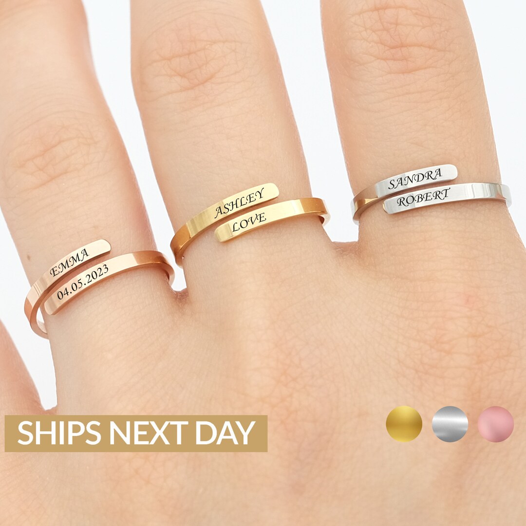 Custom Name Ring Handmade Ring Stackable Ring Mothers Ring Etsy