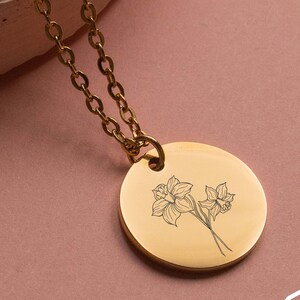 August Birth Flower Necklace, Birth Month Necklace, Poppy Necklace, Personalized Gift for Mom, Birth Month Flower Jewelry, Gift for Mommy
