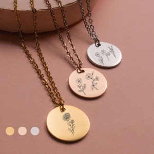 June Birth Flower Necklace, Birth Month Necklace, Rose Necklace, Personalized Gift for Mom, Birth Month Flower Jewelry, Gift for Her
