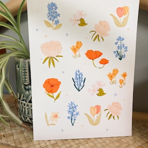 Flower Print | floral art, mini poster, postcard, art print, home decor, wall decor, wall art