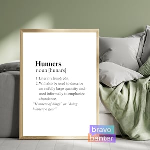 The Scottish Dictionary - definitie &quot;Hunners&quot; - digitale download | Een klein stukje Schots geklets voor aan de muur