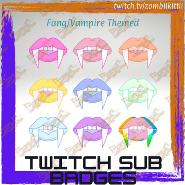 Twitch Sub Badges - Fang sub badges - bite, vampire, fangs