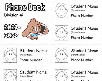 Primary Class Phone Book (Edit on Google Slides) | End of School Year | Elementary School | Instant Download | Digital Download