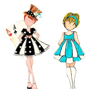 Alice in Wonderland set van 5 poppen