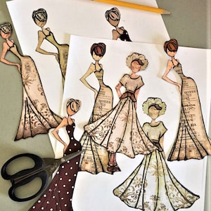 Paper dolls, set of 4, neutral style