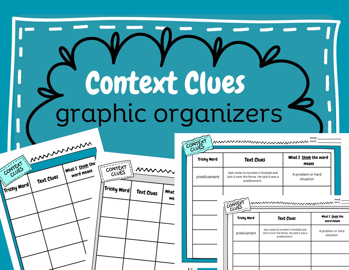 Reading Comprehension Chart Context Clues Graphic Organizer Skills ...