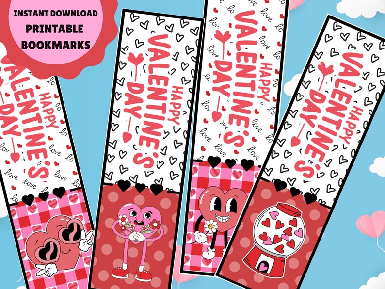 Elementary Classroom Printable Valentines Bookmarks Boys Kids ...
