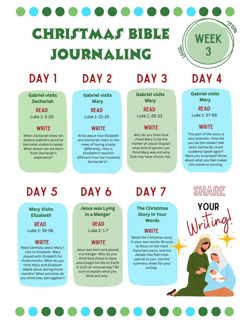 Kids Christmas Bible Journal Writing Task Prompt Bible Study Writing 3 ...
