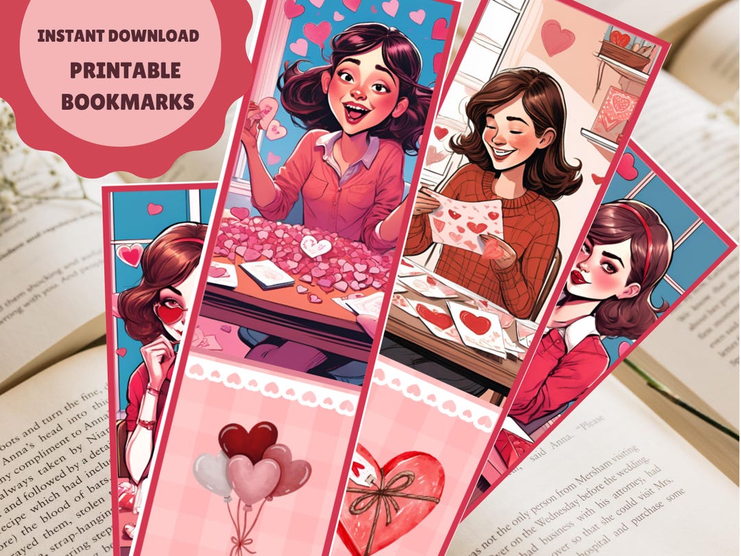 Printable Valentines Bookmarks for Women Teens Girlie Valentines Day ...