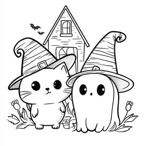 Kawaii Halloween Coloring Pages for Kids | Cute Halloween Printables ...