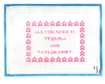 Toile brodée Tequila et Taylor Swift