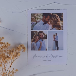 Dankeskarte Hochzeit handgemacht – personalisierte Karte mit Foto – Klappkarte gedruckt – Hochzeit Dankeschön Karte individuell
