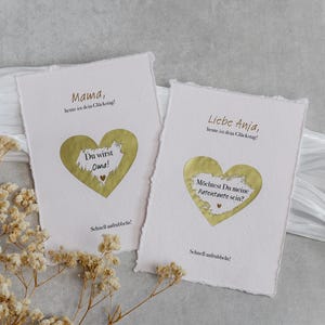 Personalisierbares Glücks-Rubbellos auf Büttenpapier – Geschenk Geschenk zur Geburt, Taufe oder als Dankeschön