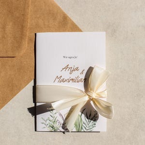 Hochzeitseinladung elegant – Stilvolle Karte mit Schleifenband | Individuell & hochwertig