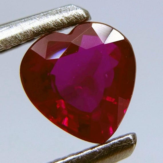 Natural Pigeon Blood Ruby 1.26 Ct Heart Cut, Certified Burma Ruby, Heated Loose Gemstone, Bellerophon Report, Fine Jewelry Stone