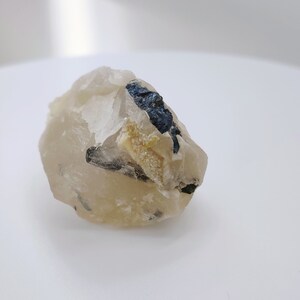 Indicolite (blue tourmaline) crystal on a quatz matrix from Brazil