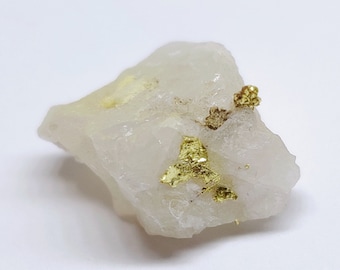 Natural native gold in quartz rough crystal from Oriental Mine, Alleghany District, Sierra County, California, USA.