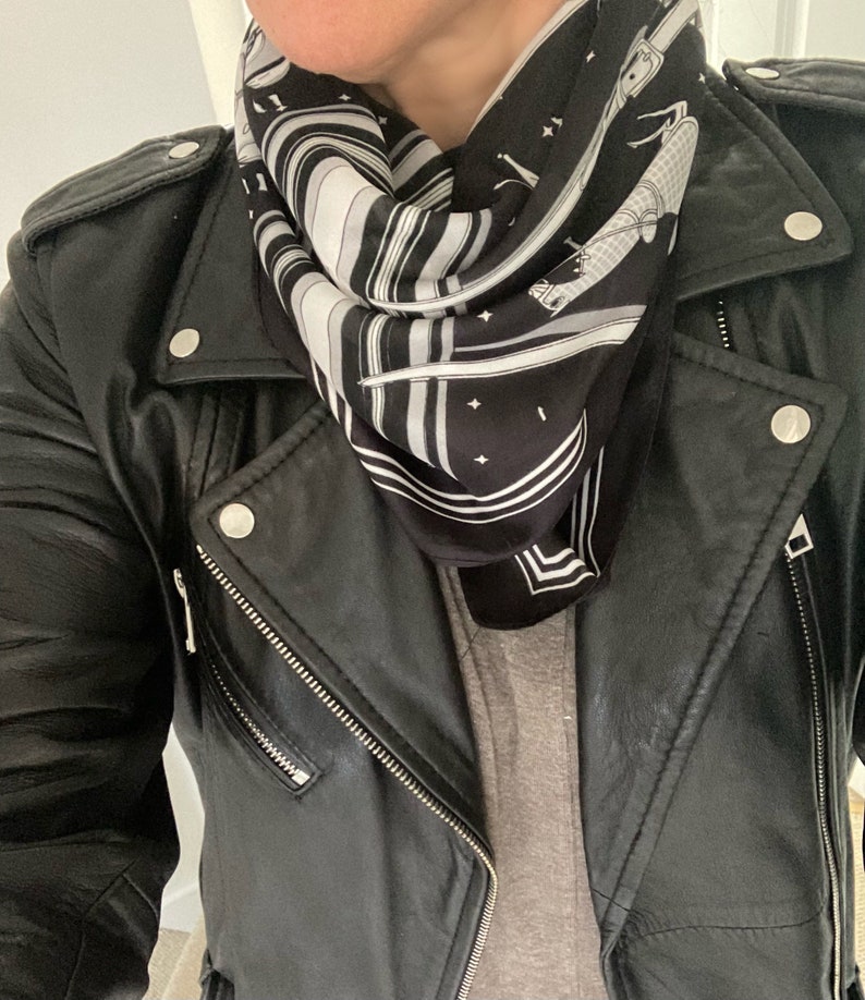 Black and White Vintage Horse Neck Scarf Equestrian Head Etsy