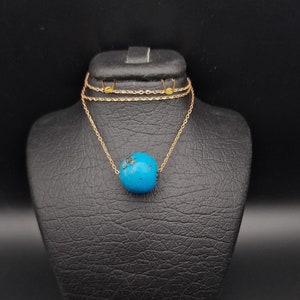 750/18k Gold Necklace with Genuine Turquoise, timeless and minimalist