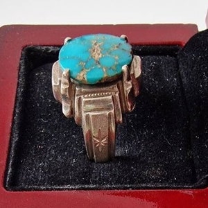 Turquoise silver ring handmade (Fairuz / Feroze) (natural) / turquoise silver ring handmade / Bague en argent turquoise faite à la main