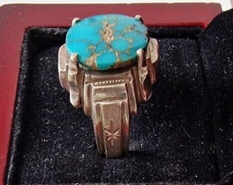 Turquoise silver ring handmade (Fairuz / Feroze) (natural) / turquoise silver ring handmade / Bague en argent turquoise faite à la main