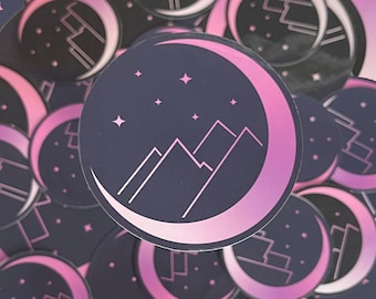 Moon Mountains -  Sticker, Waterproof, UV Resistant