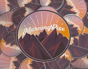 Morning Rise Mountains Sticker, Waterproof, UV Resistant